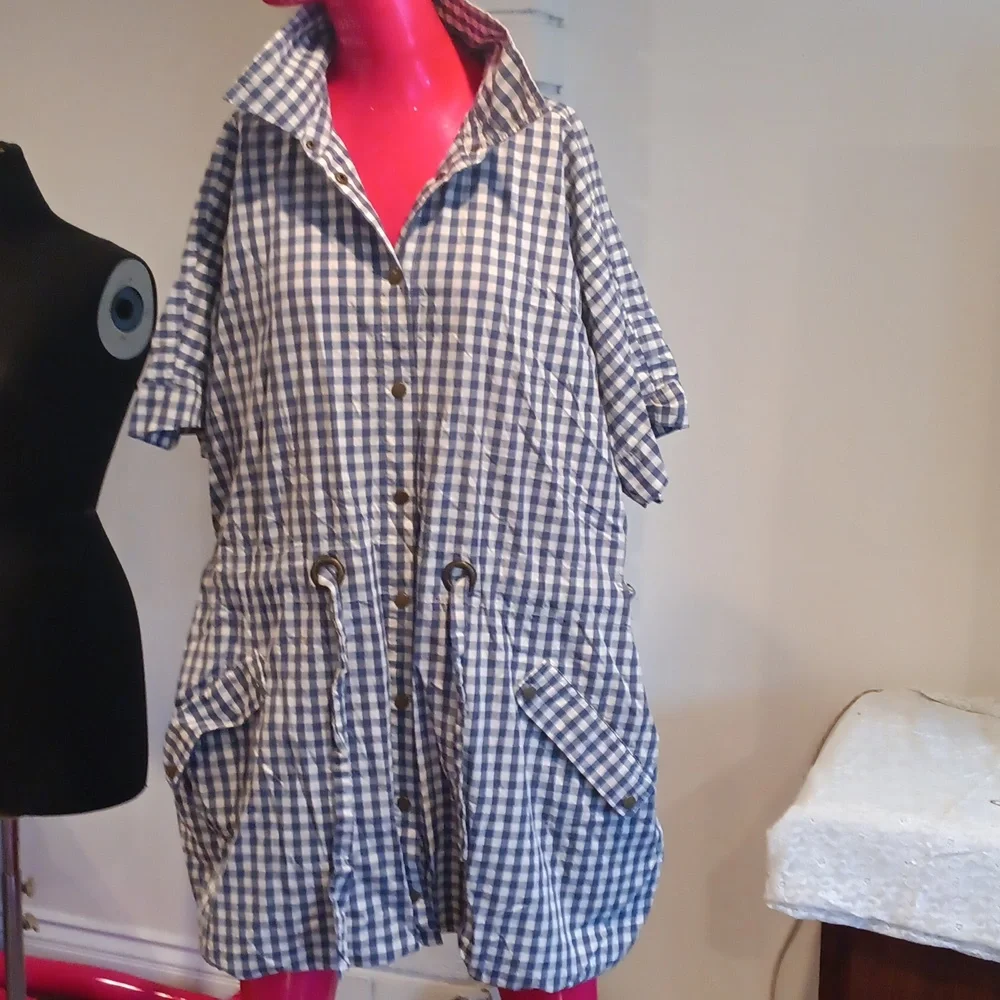 H&M (Trend) Gray and White Gingham Shirt Dress - Picture 2 of 8